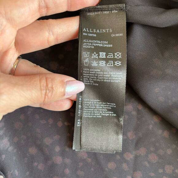 AllSaints Jayda Pepper Floral Zip Front Tie Back Mini Dress Size Medium - Picture 5 of 8